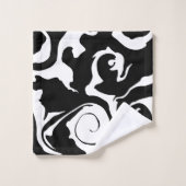 黒モダンと白の大理石の渦巻き バスタオルセット (ウォッシュタオル)