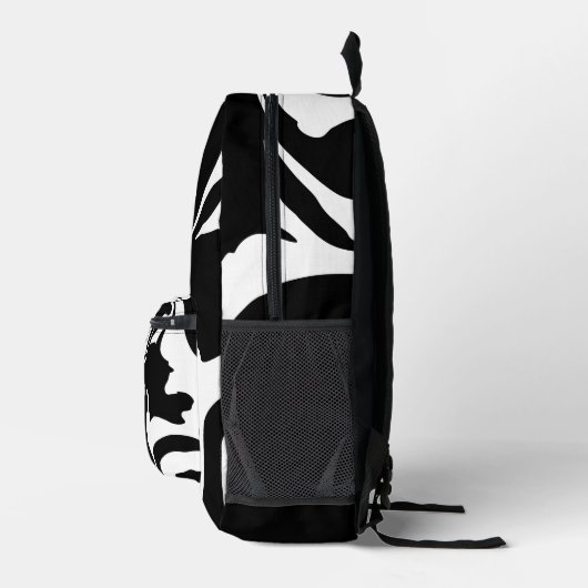 黒モダンと白の大理石の渦巻き プリントバックパック (右)