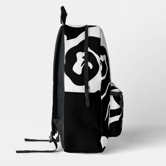黒モダンと白の大理石の渦巻き プリントバックパック (左)