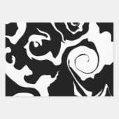 黒モダンと白の大理石の渦巻き ラッピングペーパーシート (正面)