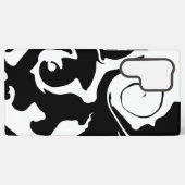 黒モダンと白の大理石の渦巻き SAMSUNG GALAXYケース (裏面横)