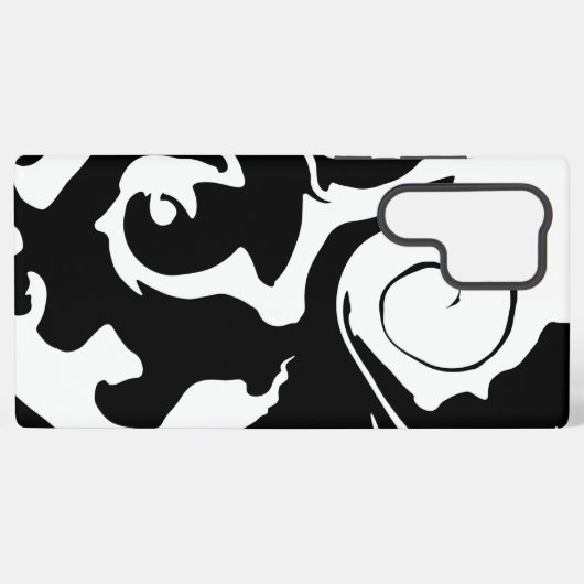 黒モダンと白の大理石の渦巻き SAMSUNG GALAXYケース (裏面横)