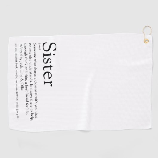 黒モダンと白の姉妹クール定義 ゴルフタオル (横)