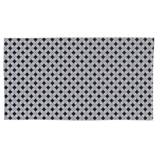 黒モダンと白の幾何学正方形パターン 枕カバー (正面左)