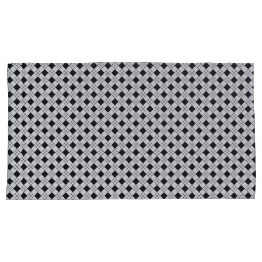 黒モダンと白の幾何学正方形パターン 枕カバー (正面右)