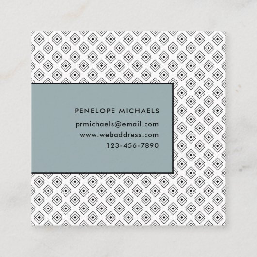 黒モダンと白の幾何学的 スクエア名刺 (裏面)