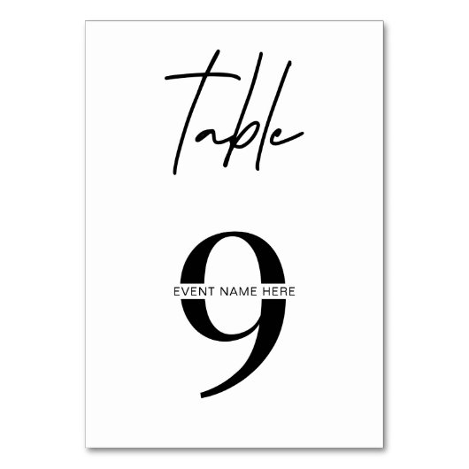 黒モダンと白の座席表の番号 テーブルナンバー (正面)