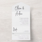 黒モダンと白の手書きスクリプ結婚ト オールインワン招待状 (内側)