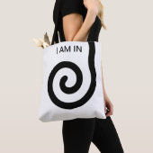 黒モダンと白の抽象芸術スパイラル トートバッグ (クローズアップ)