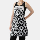 黒モダンと白の抽象芸術パターン名 エプロン (インサイチュ)