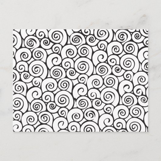 黒モダンと白の抽象芸術パタ渦巻形のーン ポストカード (正面)