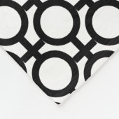 黒モダンと白の抽象芸術円と線 フリースブランケット (角)