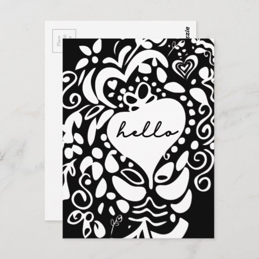 黒モダンと白の挨拶 ポストカード (正面/裏面)
