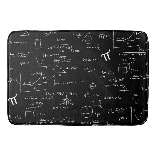 黒モダンと白の数式パターン バスマット (正面)