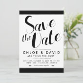 黒モダンと白の日付の保存 招待状 (スタンド正面)