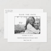 黒モダンと白の日付を保存結婚する 案内ポストカード (正面/裏面)