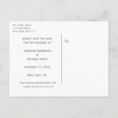 黒モダンと白の日付を保存結婚する 案内ポストカード (裏面)