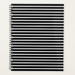 黒モダンと白の水平パタストライプーン プランナー手帳