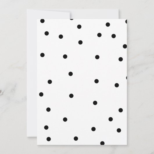 黒モダンと白の水玉模様日付の保存 招待状 (裏面)