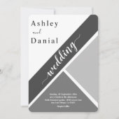 黒モダンと白の灰色のエレガントな結婚式 招待状 (正面)