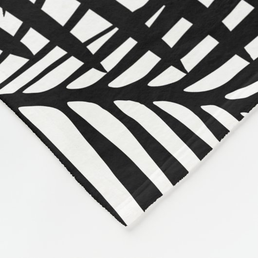 黒モダンと白の熱帯性パームリーフペット フリースブランケット (角)