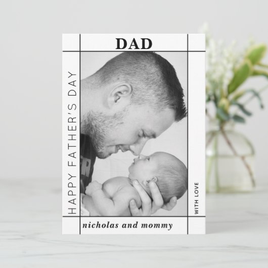 黒モダンと白の父の日の写真 シーズンカード (スタンド正面)