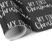 黒モダンと白の私の初めてのクリスマスギフト ラッピングペーパー (ロールコーナー)