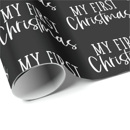 黒モダンと白の私の初めてのクリスマスギフト ラッピングペーパー (ロールコーナー)