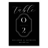 黒モダンと白の結婚テーブル番号の頂点 テーブルナンバー (正面)