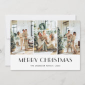 黒モダンと白の緑の写真コラージュ シーズンカード (正面)