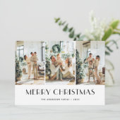 黒モダンと白の緑の写真コラージュ シーズンカード (スタンド正面)