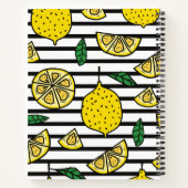 黒モダンと白の背景にレモストライプのン ノートブック (裏面)