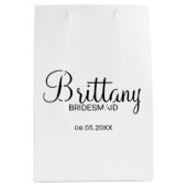 黒モダンと白の花嫁パーソナライズされた婦人 ミディアムペーパーバッグ (正面)