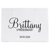 黒モダンと白の花嫁パーソナライズされた婦人 ラージペーパーバッグ (正面)