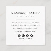 黒モダンと白の装飾正方形フレーム スクエア名刺 (裏面)