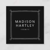黒モダンと白の装飾正方形フレーム スクエア名刺 (正面)