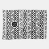 黒モダンと白の部族の幾何学的パターン キッチンタオル (横)
