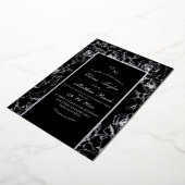 黒モダンと白の銀箔ブラック結婚ズ 箔招待状 (回転した状態)