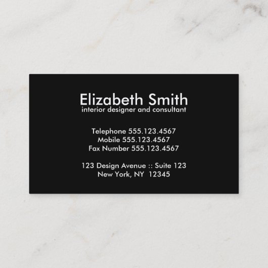 黒モダンと白の鳥 名刺 (裏面)