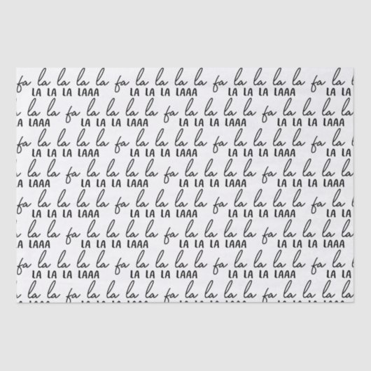 黒モダンと白のFa La La Christmas Wrap 薄葉紙 (正面)