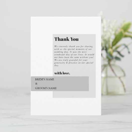 黒モダンと白結婚の サンキューカード (スタンド正面)