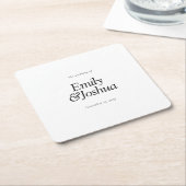 黒モダンと白結婚の スクエアペーパーコースター (アングル)