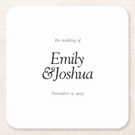 黒モダンと白結婚の スクエアペーパーコースター