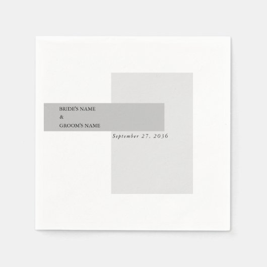 黒モダンと白結婚の スタンダードカクテルナプキン (正面)