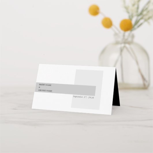 黒モダンと白結婚の プレイスカード (裏面)