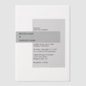 黒モダンと白結婚の ベラム紙招待状 (正面)