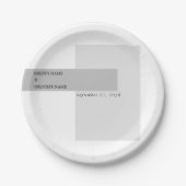 黒モダンと白結婚の ペーパープレート (正面)