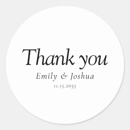 黒モダンと白結婚の ラウンドシール (正面)