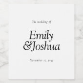 黒モダンと白結婚の ワインラベル (シングルラベル)