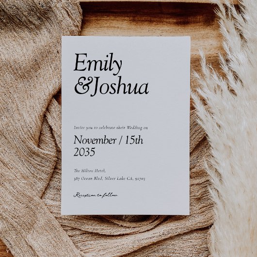 黒モダンと白結婚の 招待状